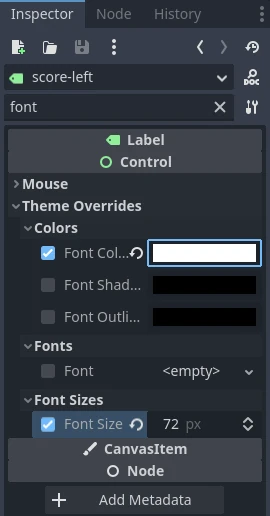 Change color and font size for the labels