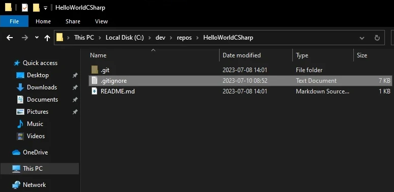 Gitignore file in place